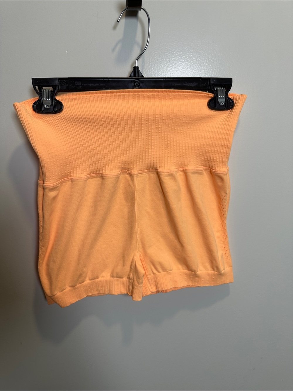 Free People High-Rise Peach Ribbed Knit Bike Shorts (61)